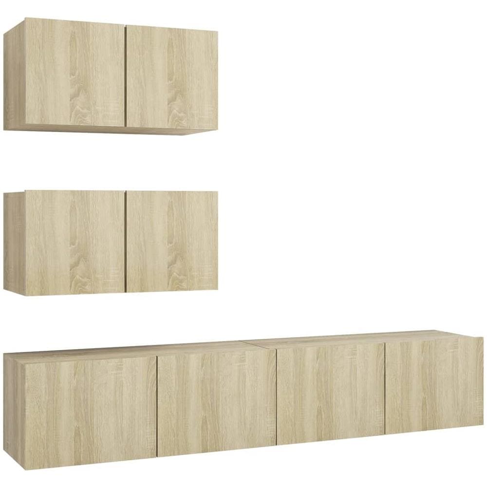 Set di Mobili Porta TV 4 pz Rovere Sonoma in Legno Multistrato - Foto 1