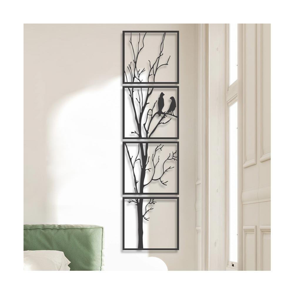 Decorazione Da Parete In Metallo Uccelli Su Un Ramo 30 X 120 Cm, 4 Pezzi Decorazione In Metallo A Forma Di Ramo D'albero, Decorazione Del Soggiorno - Foto 2