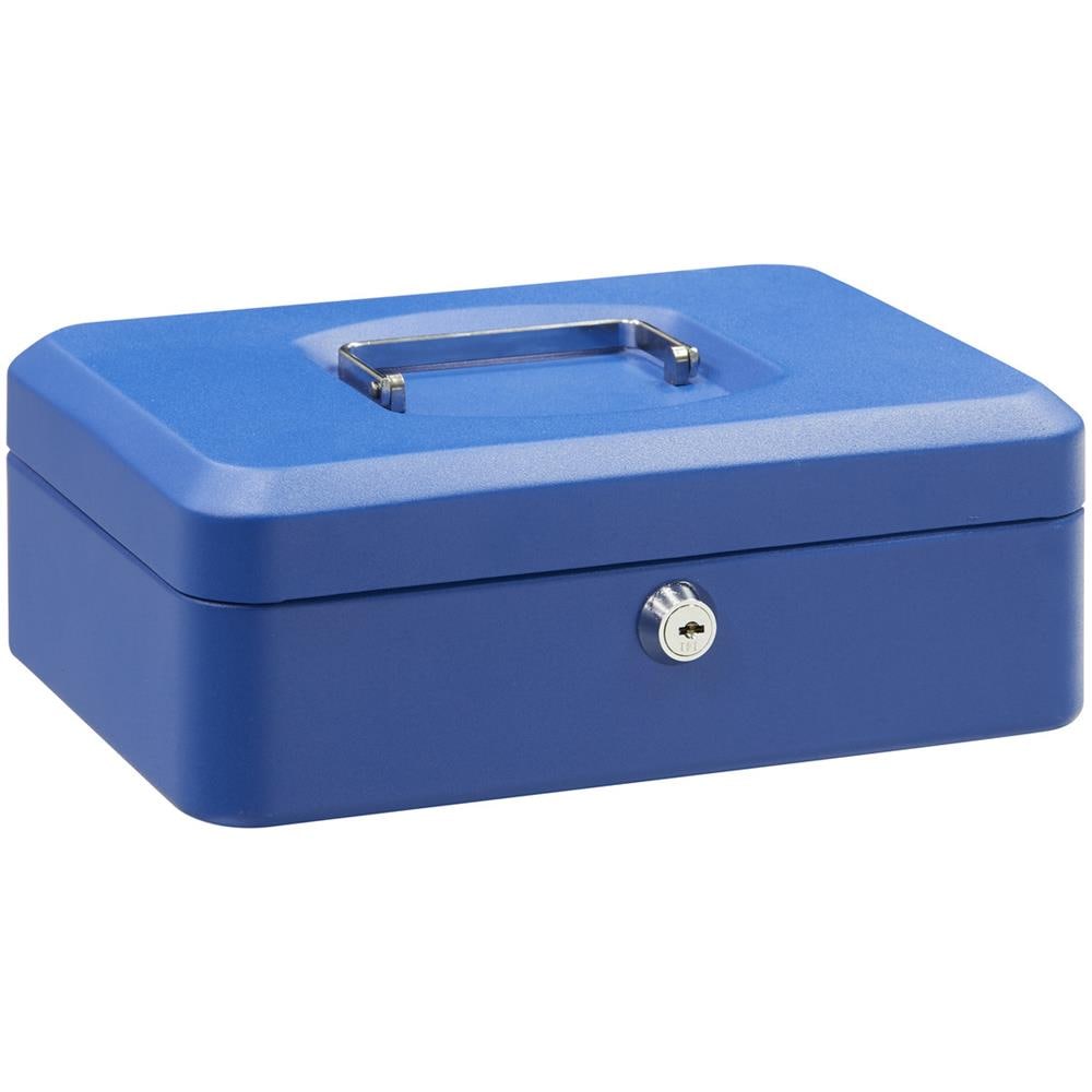 Elegant C9235 Cassetta Di Sicurezza Con Chiave Per Contare E Trasportare Denaro | Cassetta Portavalori In Acciaio Con Vassoio Portamonete | Cassaforte Portatile De 25 Cm Di Larghezza | Blu - Foto 1