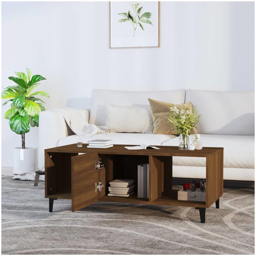Tavolino Da Caffè Rovere Marrone 102x50x40 Cm Legno Multistrato - Foto 2