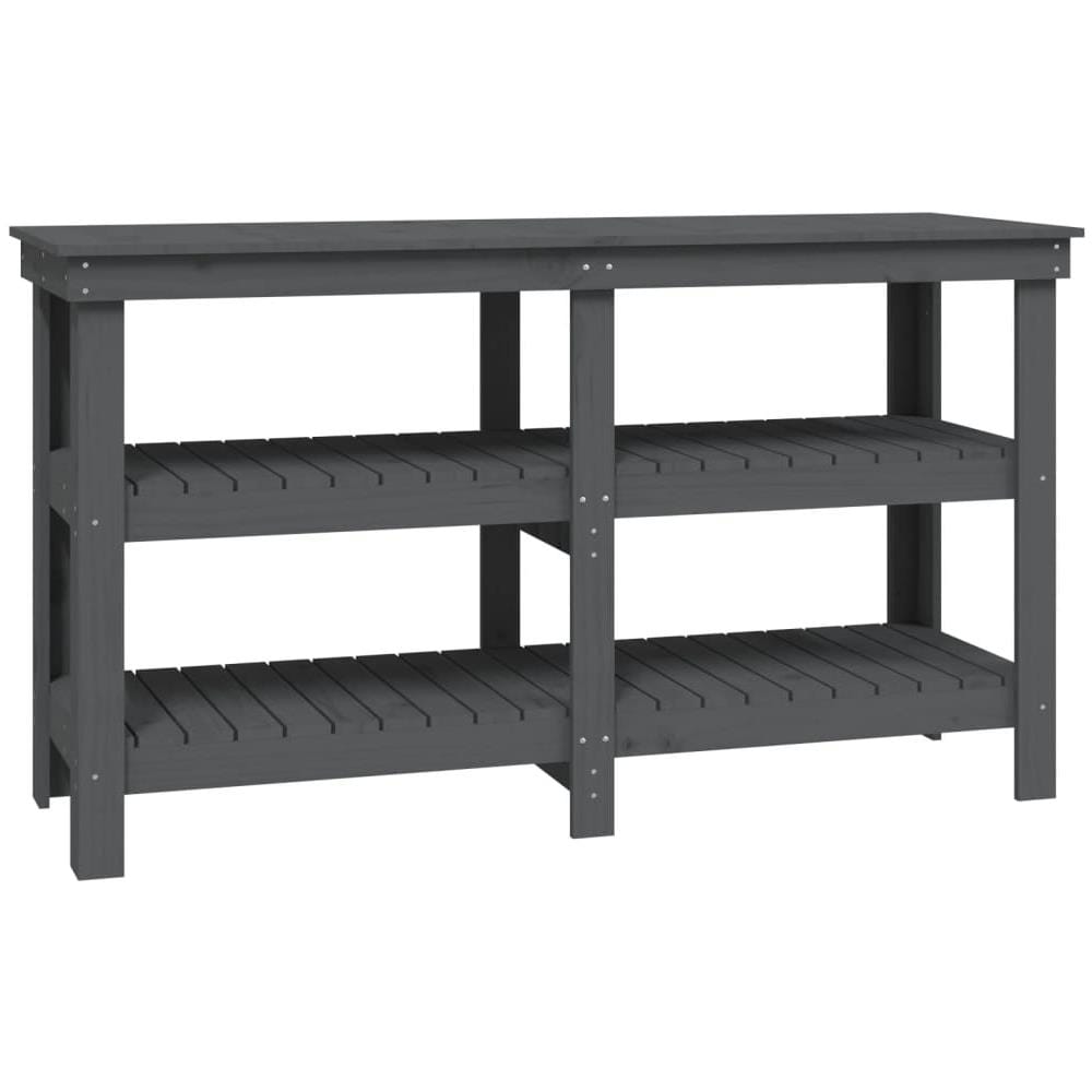 Banco da Lavoro Grigio 142,5x50x80 cm in Legno Massello di Pino - Foto 2