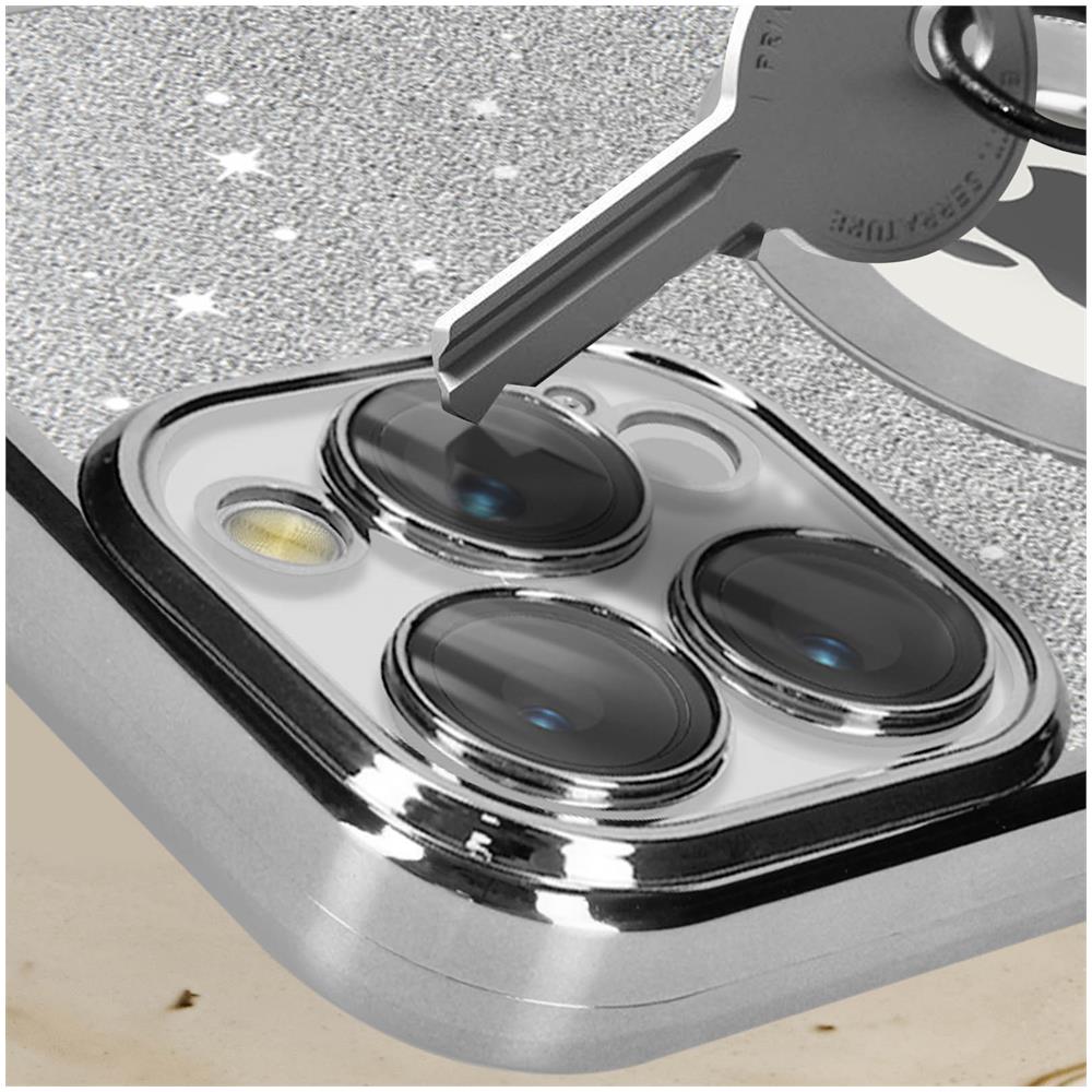 Cover Per Iphone 12 Pro Max Glitter Amovibile Silicone Protecam Spark Argento - Foto 5