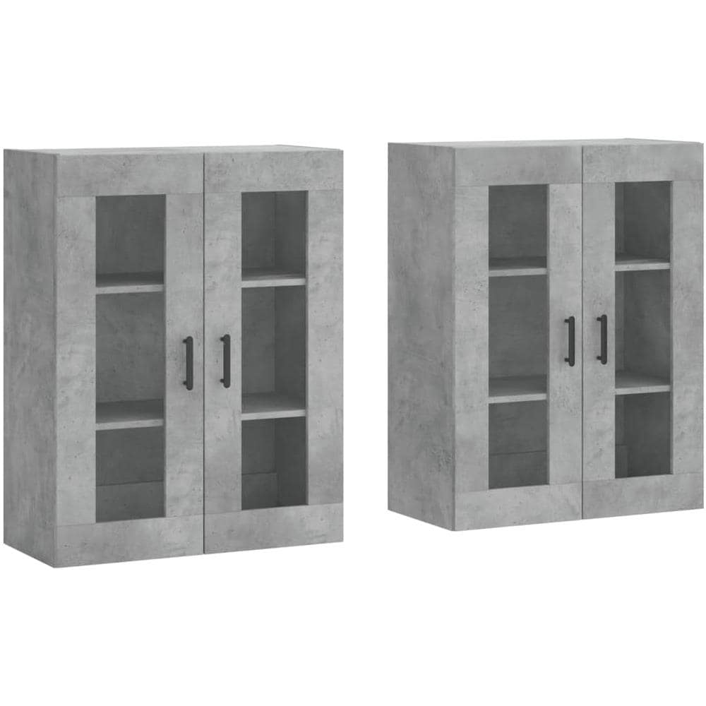 Armadietti A Parete 2 Pz Grigio Cemento In Legno Multistrato - Foto 1