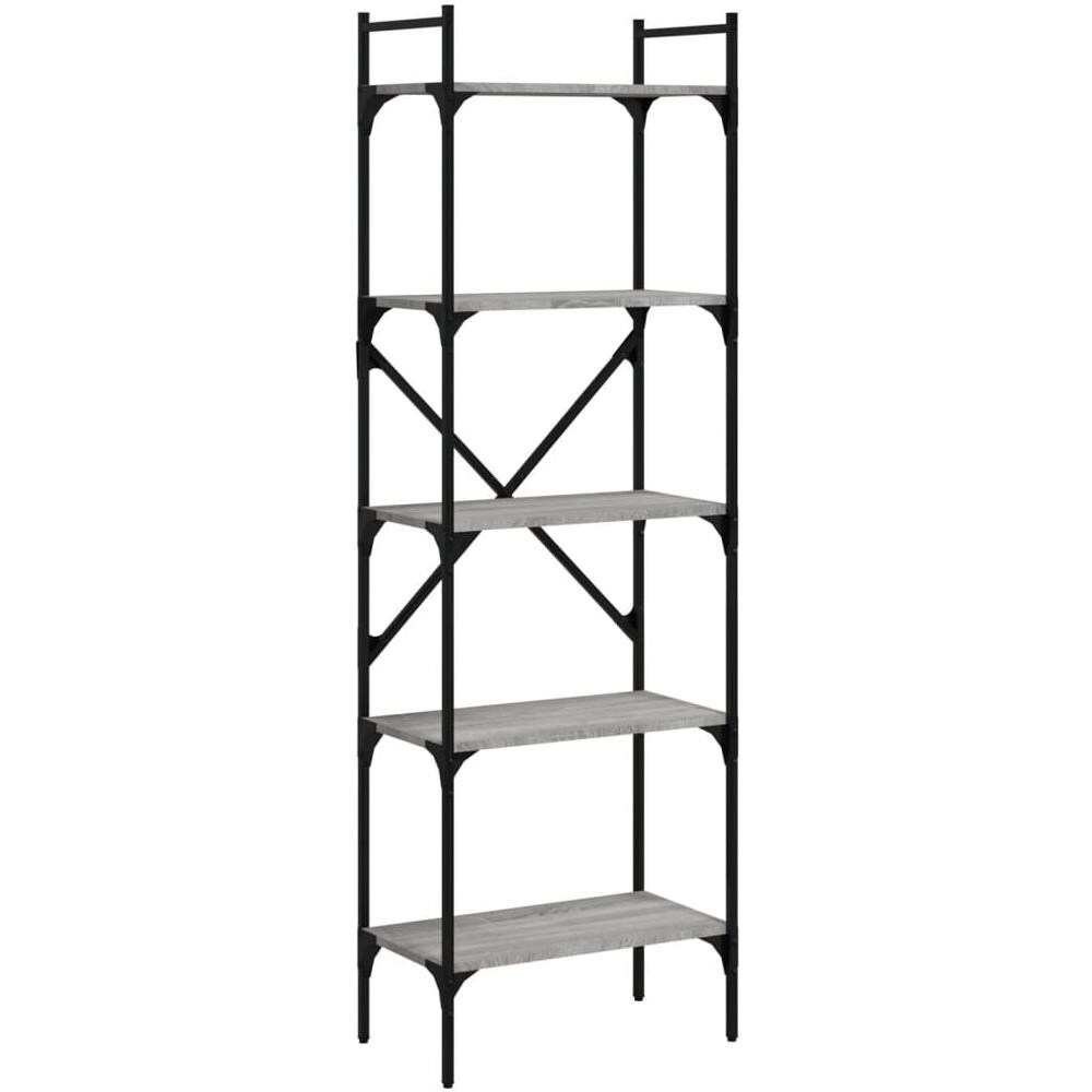 Libreria Grigio Sonoma 5 Ripiani 56x31,5x174 Cm Multistrato - Foto 2