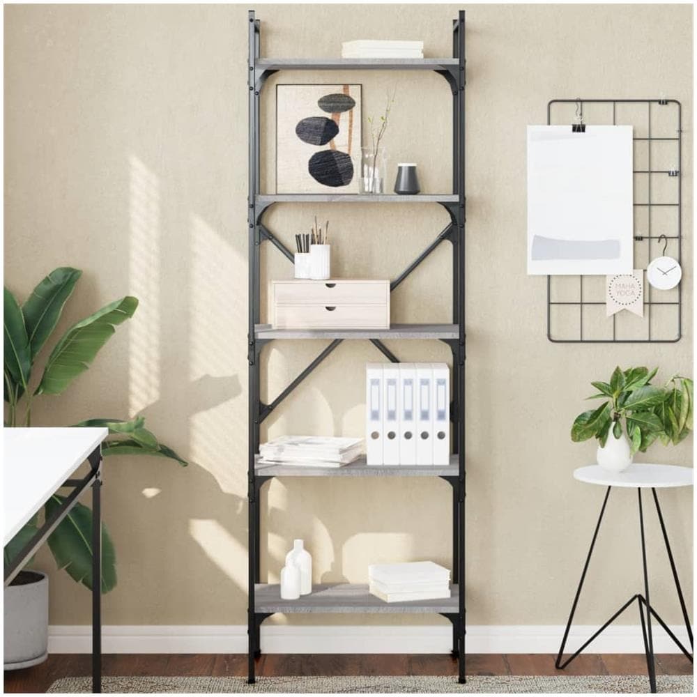 Libreria Grigio Sonoma 5 Ripiani 56x31,5x174 Cm Multistrato - Foto 1