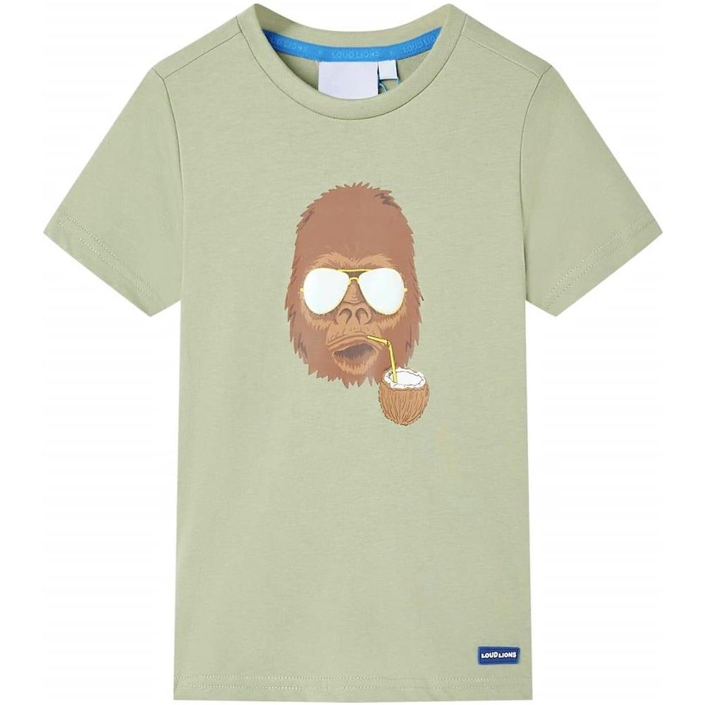 Maglietta da Bambino a Maniche Corte Cachi Chiaro 128 - Foto 1