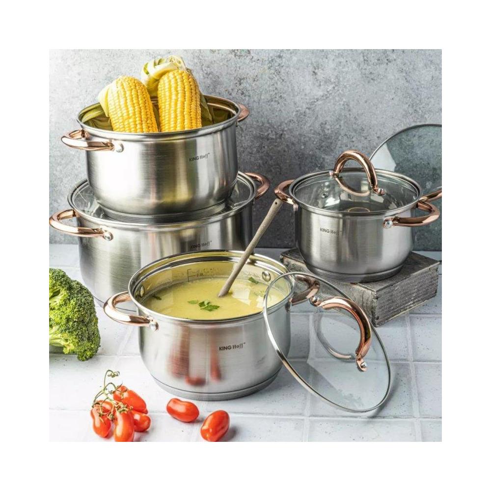Set di pentole in acciaio inossidabile Kinghoff KH-1763 da 8 pezzi - Foto 2