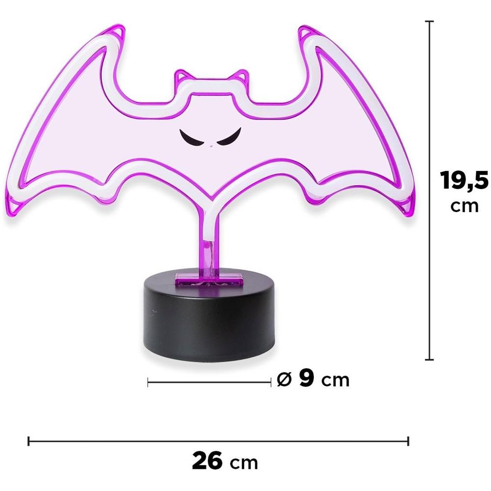 Pipistrello con supporto e luce al neon 13x28 cm - Foto 3