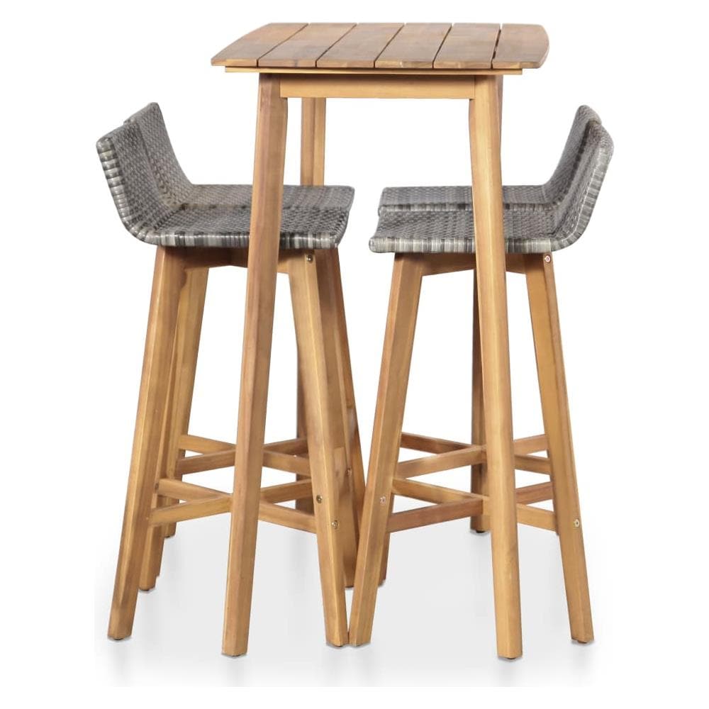 Set Da Bar Per Esterni 5 Pz In Polyrattan E Massello D'acacia - Foto 2