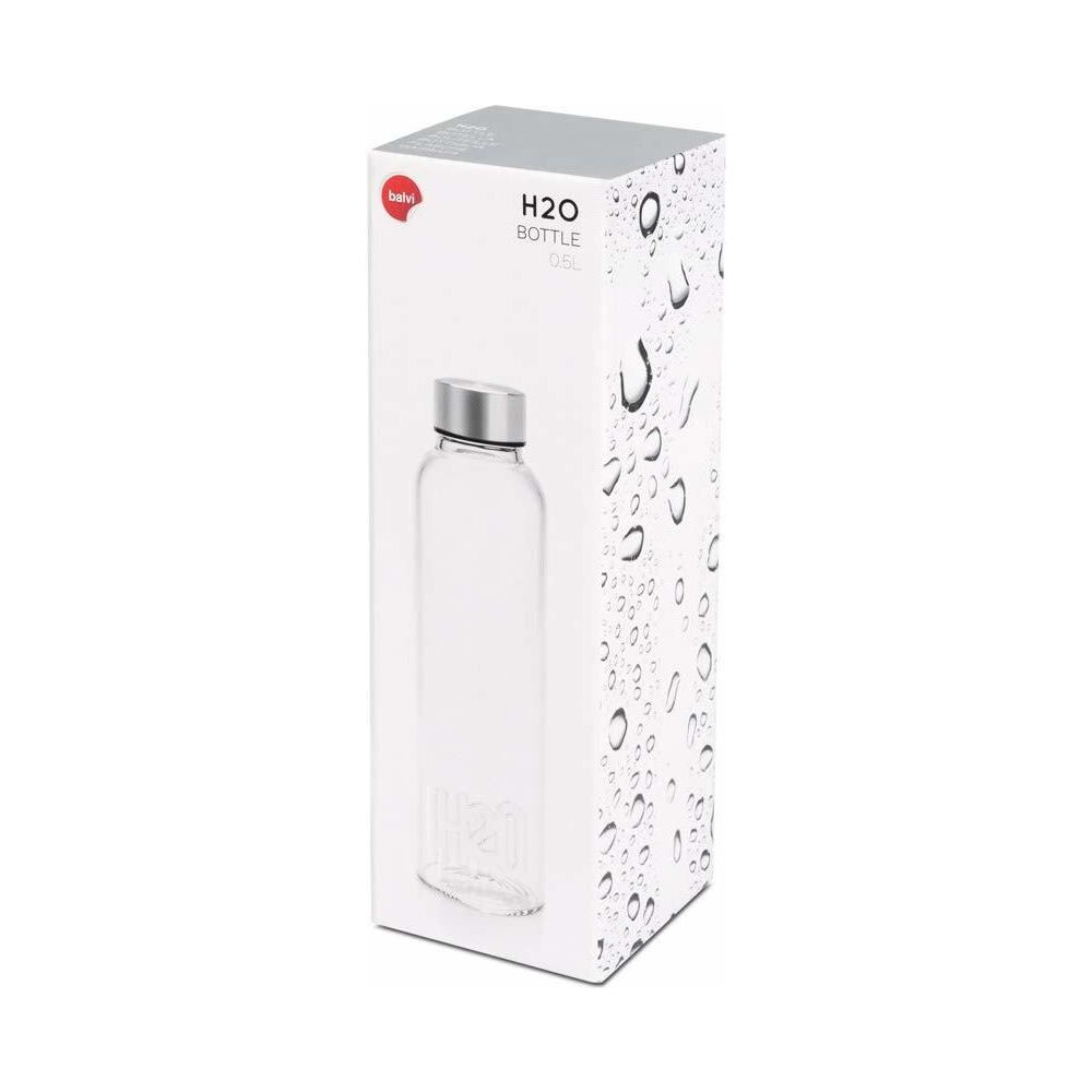 Bottiglia H2o Acqua 0,5 Lt Tappo In Acciaio Inox Ideale Per Comodino E Ufficio Borosilicato 23 Cm - Foto 2