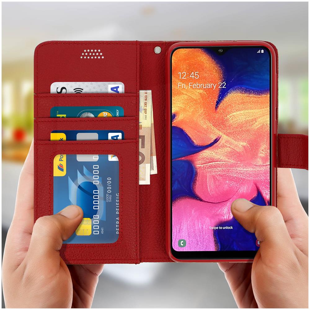 Custodia Galaxy A10 Portafoglio Supporto Video Cover Soft Touch - Rosso - Foto 5