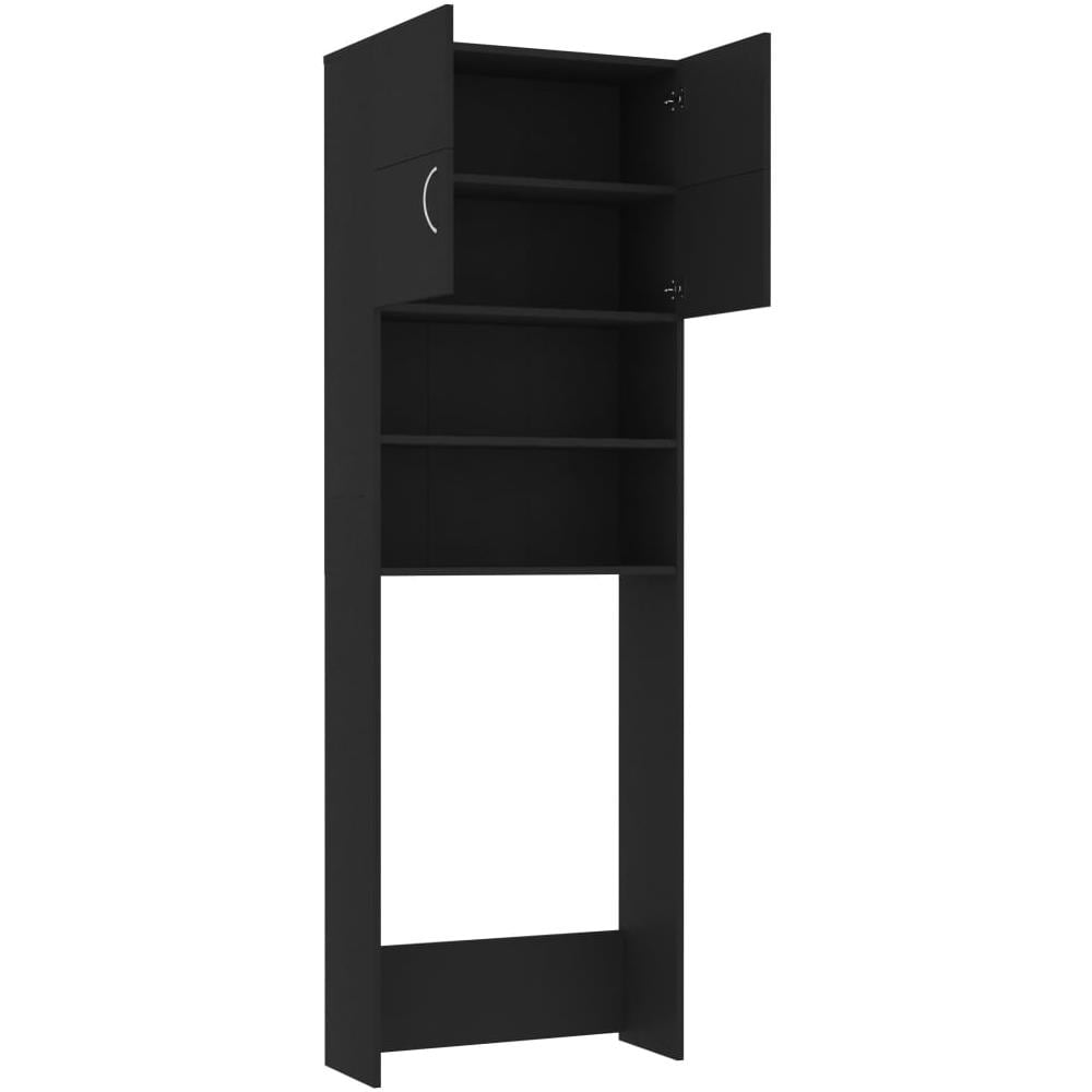 Mobile per Lavatrice Nero 64x25,5x190 cm in Multistrato - Foto 2