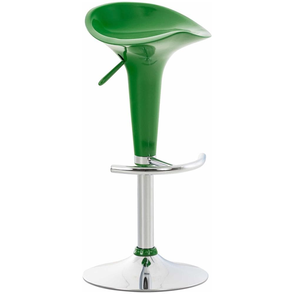 Sgabello Design SADDLE in Plastica - Sgabello Penisola Cucina con Poggiapiedi - Sgabello Girevole Regolabile H 60-81cm - Sedia Sgabello Moderna Metallo Cromato, Carico Max 120kg Verde - Foto 1