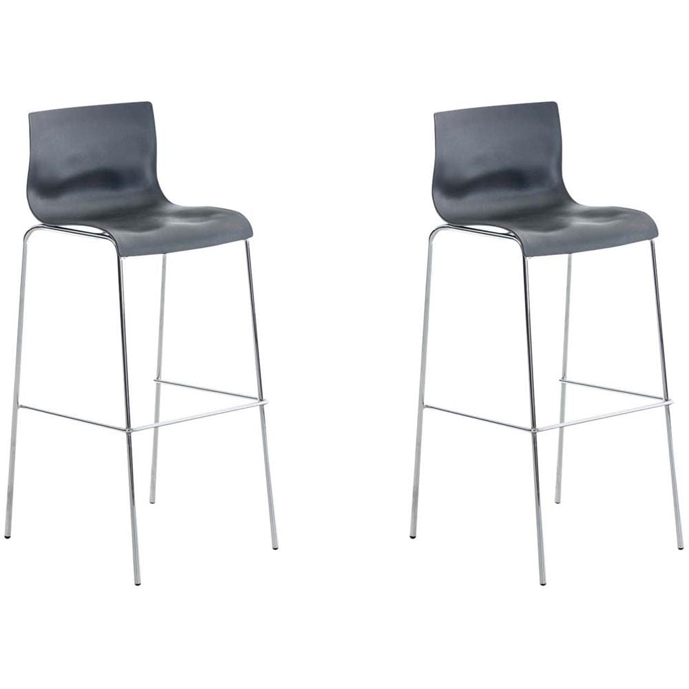 2 Sgabelli Alti HOOVER in Polipropilene - Set 2 Sgabelli Bar Design I Sedie Sgabello con Schienale I Sgabelli Ergonomici Grigio Cromato - Foto 1