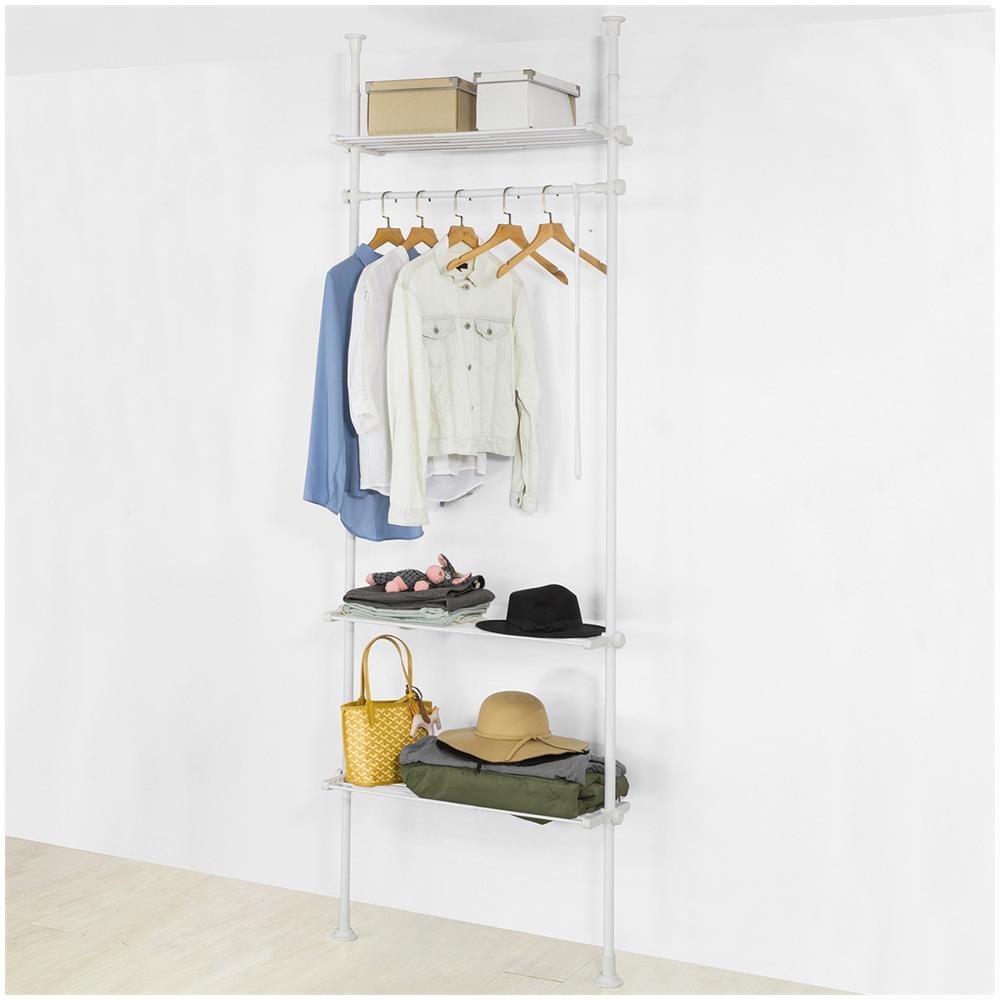 Cabina Armadio Componibile Armadio Appendiabiti Altezza Regolabile: 200~270 Cm, lunghezza: 52-80 Cm Bianco Kls07-w - Foto 8