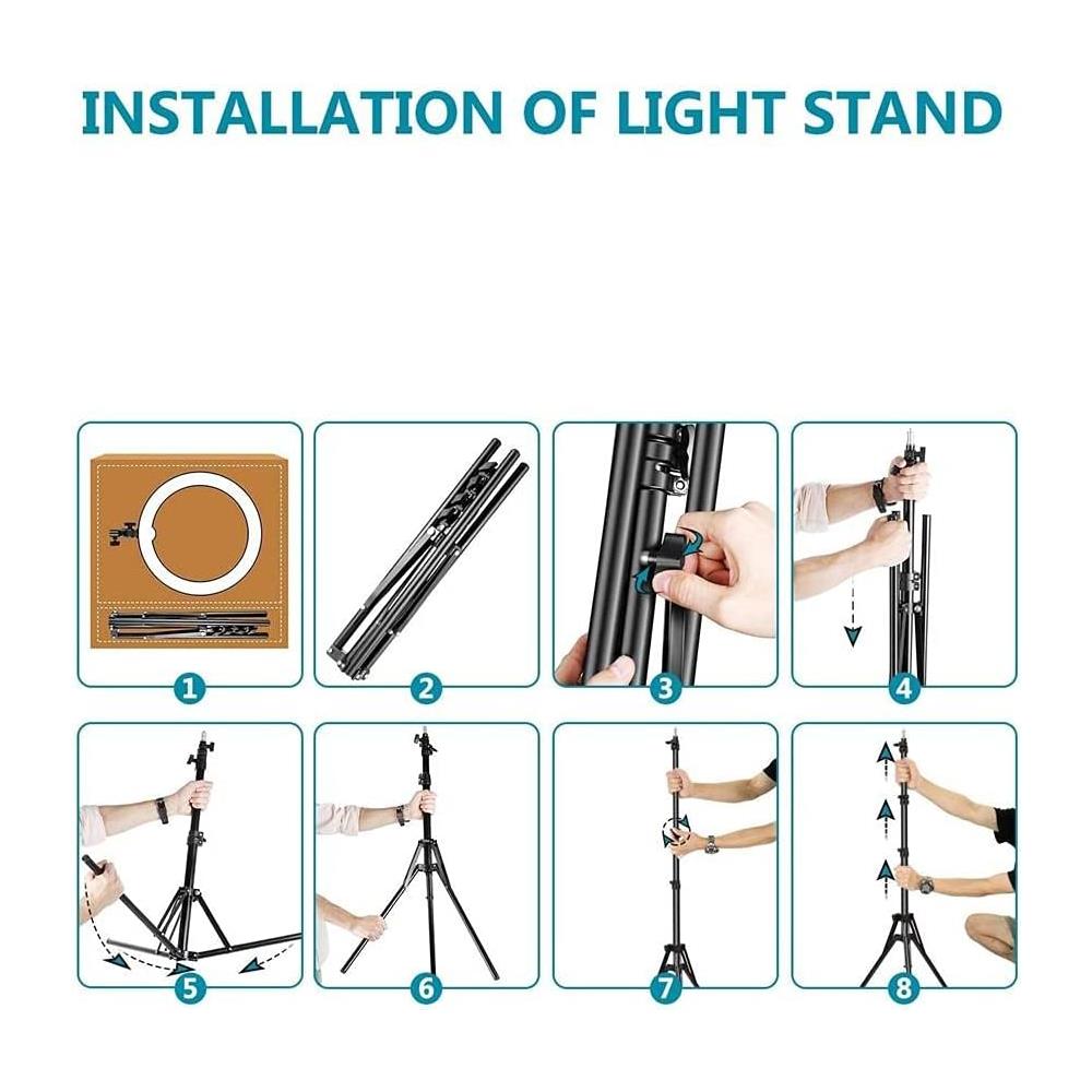 Anello Di Luce Con Treppiede Da 160 Cm E 2 Supporti Per Telefono, Kit Completo Per Streaming Diretto, Tiktok, Youtube, Trucco, Compatibile Con Smartphone - Foto 2