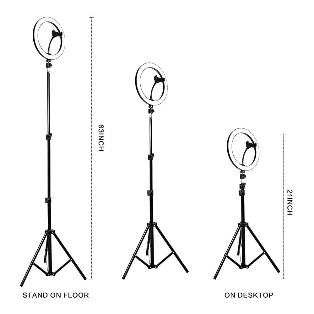 Anello Di Luce Con Treppiede Da 160 Cm E 2 Supporti Per Telefono, Kit Completo Per Streaming Diretto, Tiktok, Youtube, Trucco, Compatibile Con Smartphone - Foto 6