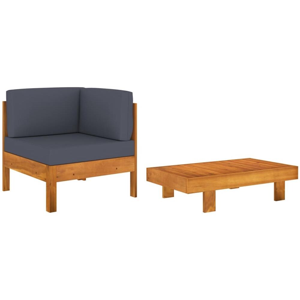 Set Divani Giardino 2 pz con Cuscini Grigio Scuro Legno Acacia - Foto 1