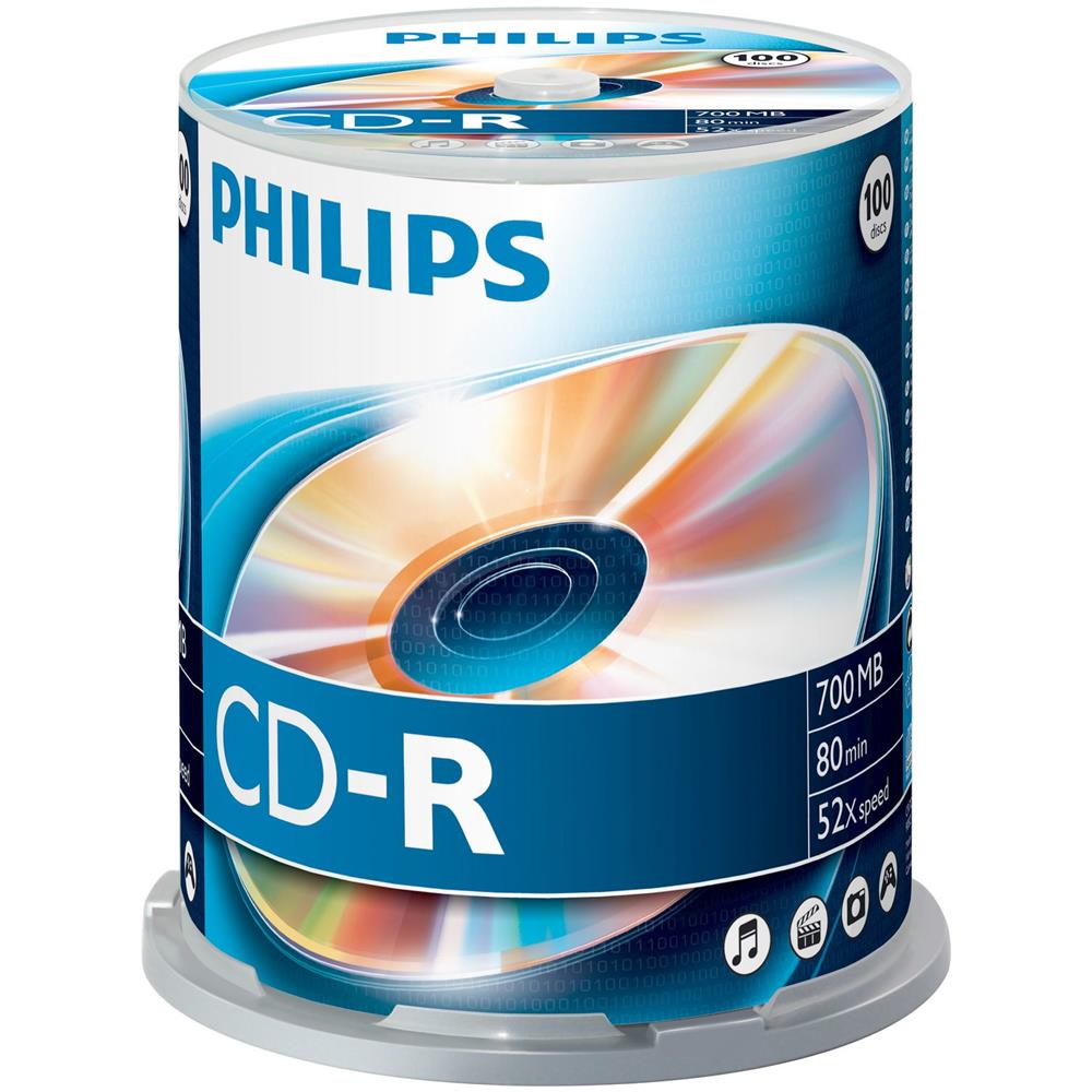 Supporto registrabile CD Philips CR7D5NB00/00 - CD-R - 52x - 700 MB - 100 Pacco Spindle - 120mm - 1,33 Ora Tempo di registrazione massimo - Foto 2