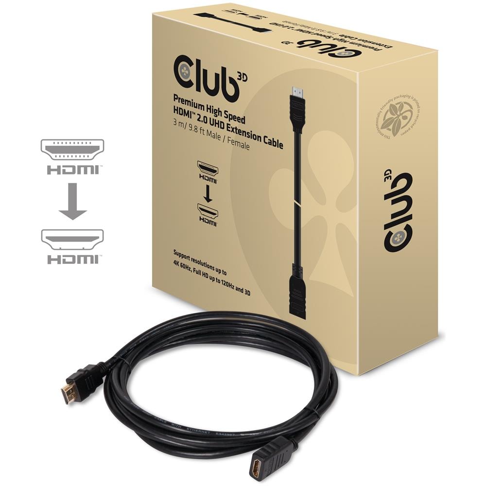 Premium High Speed HDMI™ 2.0 4K60Hz Extension Cable 3m / 9.8ft Male / Female - Foto 1