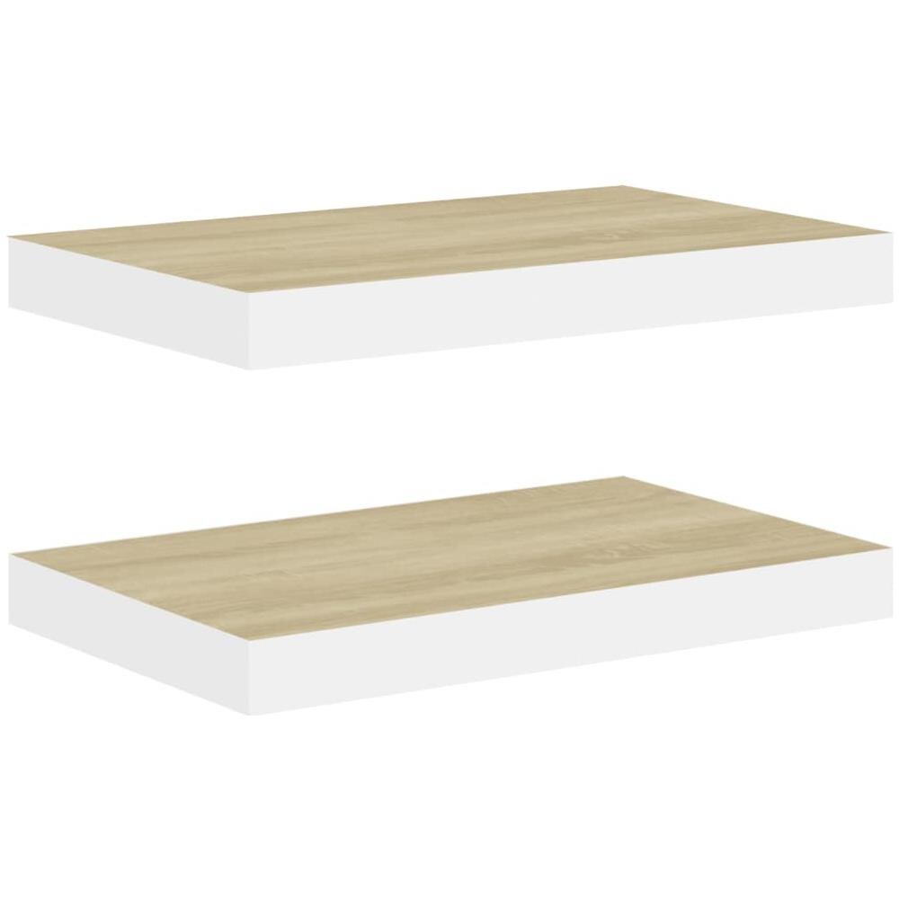 Scaffali A Parete 2 Pz Rovere E Bianco 40x23x3,8 Cm In Mdf - Foto 2