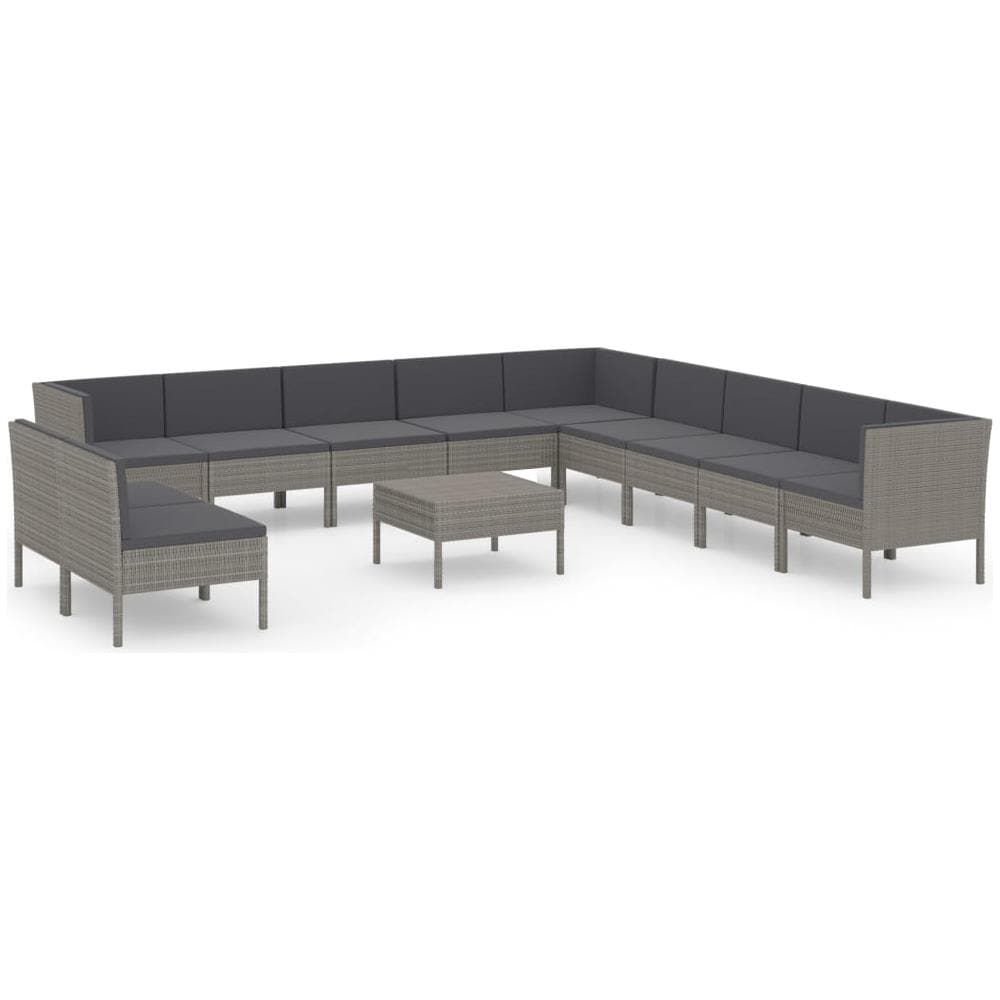 Set Divani Da Giardino 12 Pz Con Cuscini In Polyrattan Grigio - Foto 2