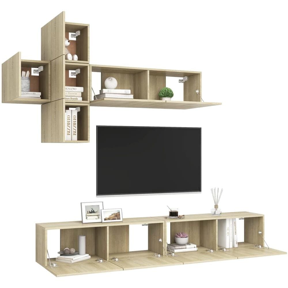 Set di Mobili Porta TV 7 pz Rovere Sonoma in Legno Multistrato - Foto 3