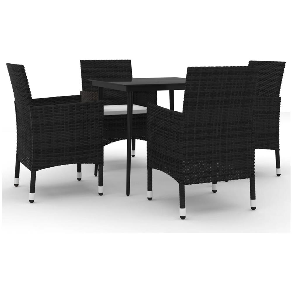 Set Da Pranzo Per Giardino 5 Pz Con Cuscini Polyrattan E Vetro - Foto 2