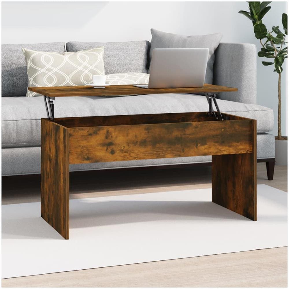 Tavolino Rovere Fumo 102x50,5x52,5 Cm In Legno Multistrato - Foto 1