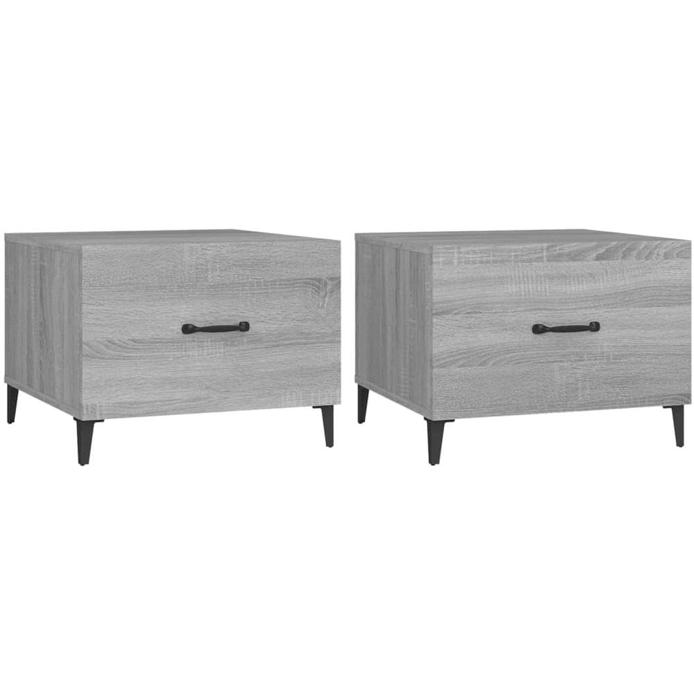 Tavolini Salotto Gambe In Metallo 2pz Grigio Sonoma 50x50x40 Cm - Foto 1