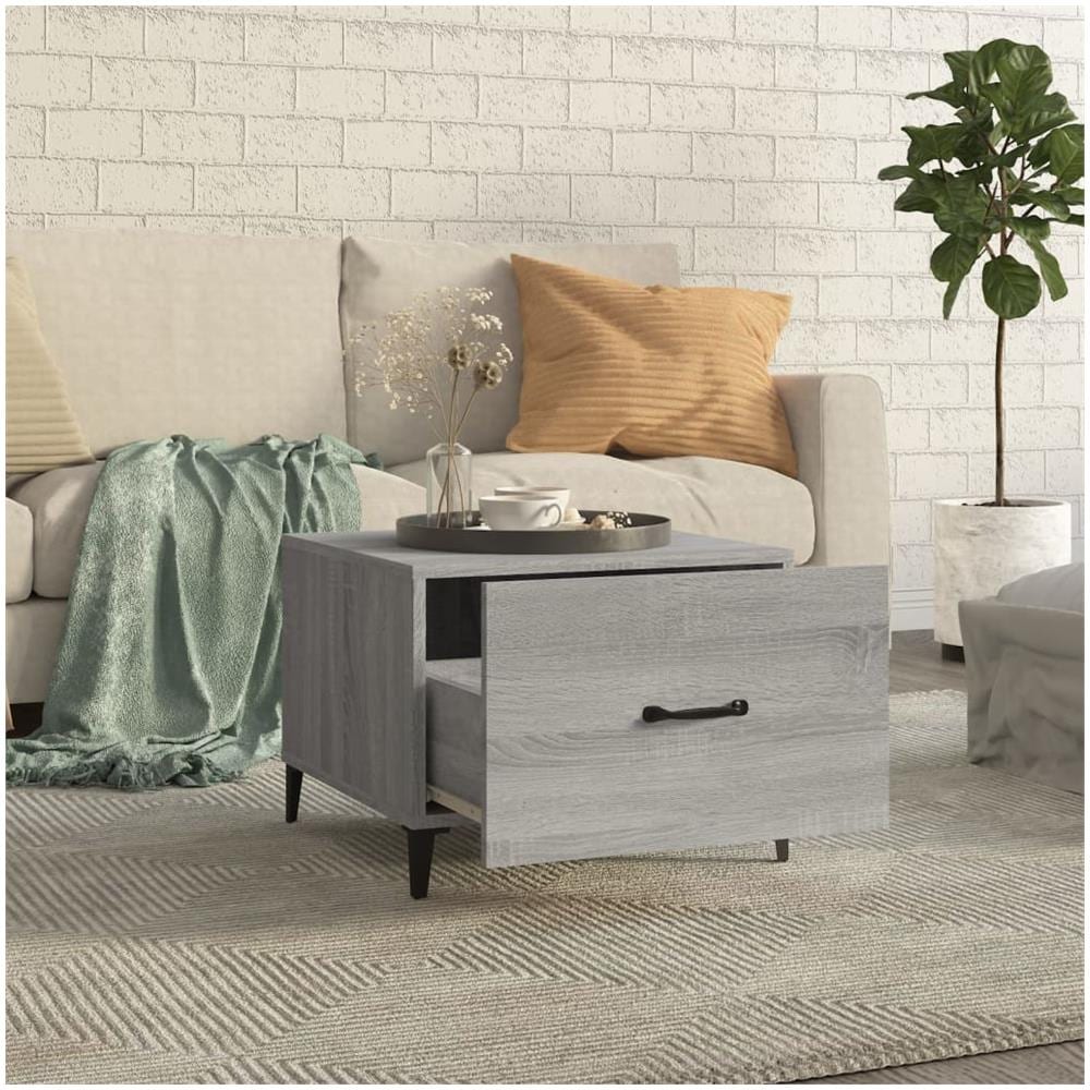 Tavolini Salotto Gambe In Metallo 2pz Grigio Sonoma 50x50x40 Cm - Foto 2