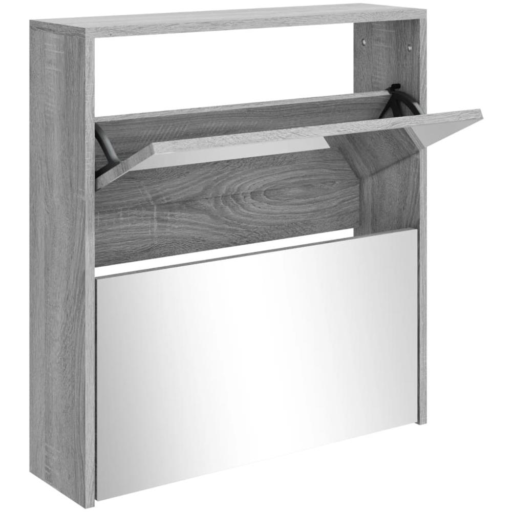 Scarpiera Con Specchio A 2 Livelli Grigio Sonoma 63x17x67 Cm - Foto 2