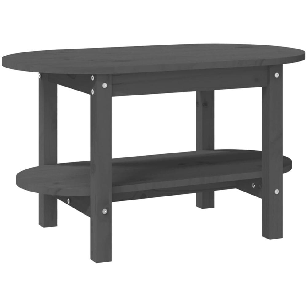 Tavolino Da Salotto Grigio 80x45x45cm In Legno Massello Di Pino - Foto 2