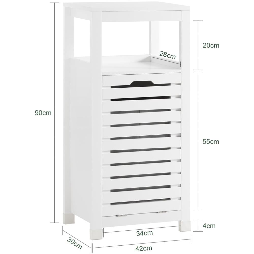 Mobiletto Portabiancheria Per Bagno Mobile Porta Biancheria Con Cesto Biancheria Sporca Bianco 42x30x90cm Bzr67-w - Foto 2