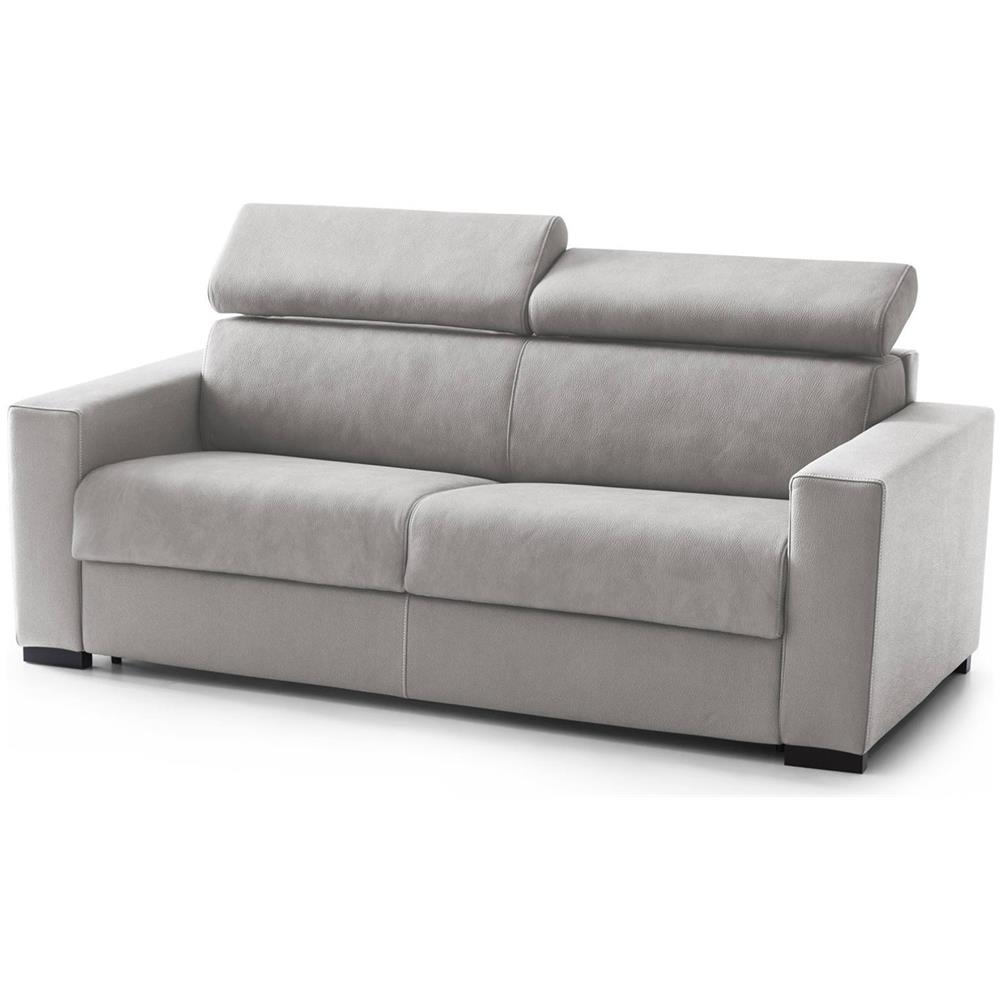 Divano Fisso Julia, Divano A 3 Posti, 100% Made In Italy, Sofà Soggiorno, In Tessuto Imbottito, Con Poggiatesta Regolabili E Braccioli Standard, Cm 220x95h85, Grigio - Foto 2