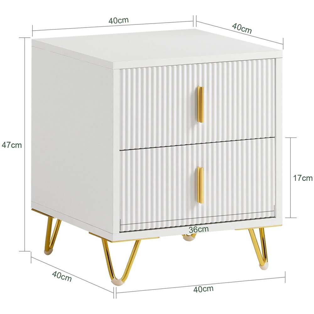 Comodini Letto Con 2 Cassetti Tavolino Da Salotto O Soggiorno Tavolino Telefono Bianco 40x40x47cm, Fbt115-w - Foto 2