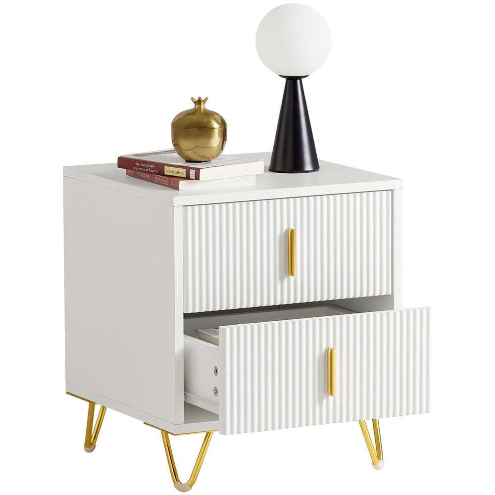 Comodini Letto Con 2 Cassetti Tavolino Da Salotto O Soggiorno Tavolino Telefono Bianco 40x40x47cm, Fbt115-w - Foto 1