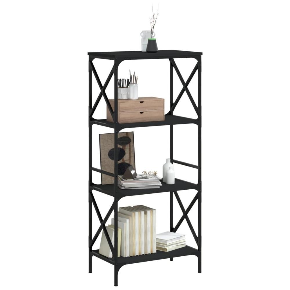 Libreria A 4 Ripiani Nera 59x35x132 Cm In Legno Multistrato - Foto 3