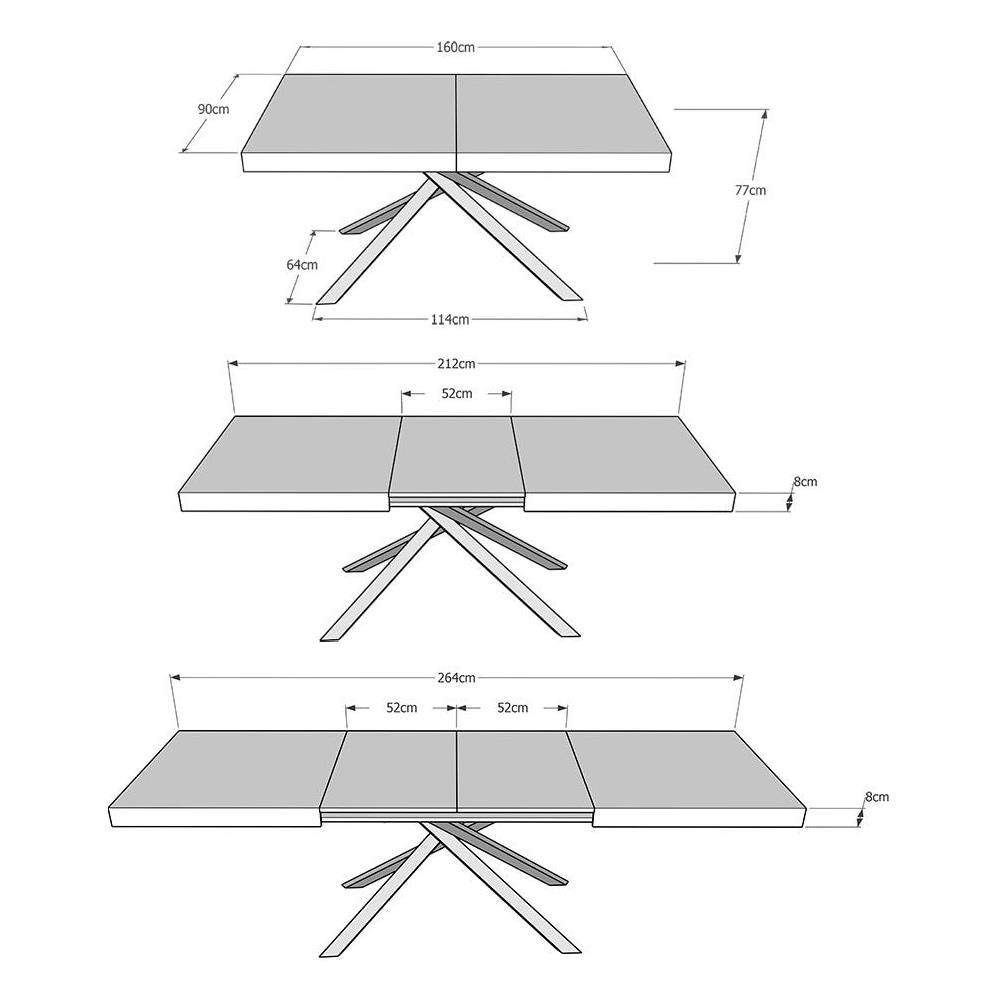 Tavolo allungabile 90x160/264 cm Karida Evolution bianco frassino telaio antracite - Foto 4