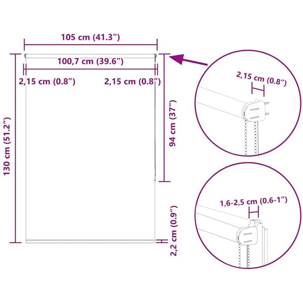 Tenda a Rullo Oscurante 105x130 cm Larghezza Tessuto 100,7 cm - Foto 10