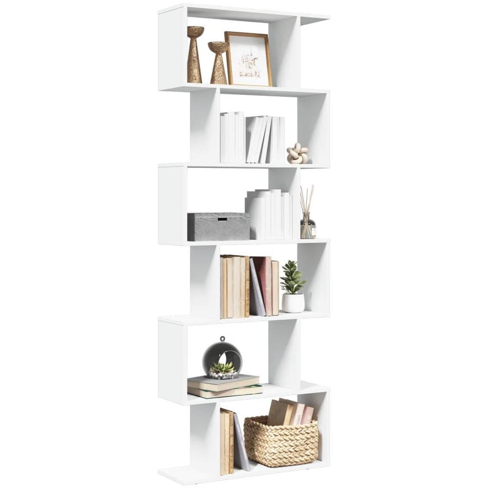 Libreria Divisorio 6 Ripiani Bianca 70x24x193 cm in Truciolato - Foto 2