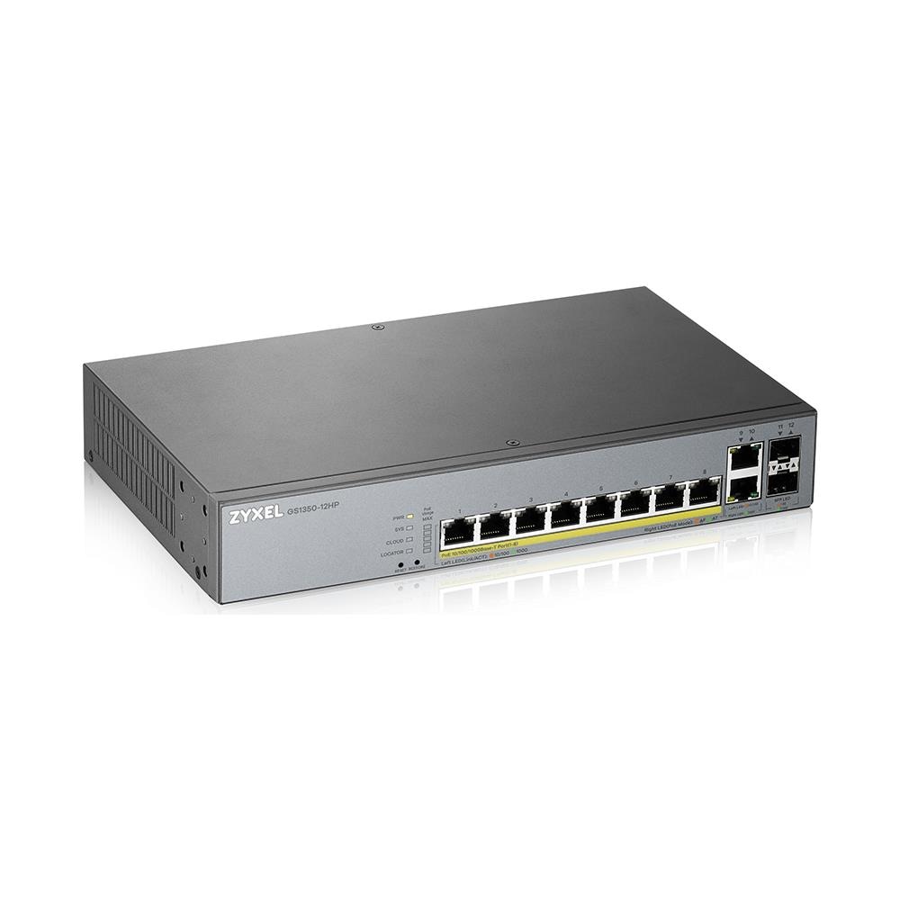 Switch GS1350-12HP 8 Porte Ethernet PoE 10 / 100 / 100 Mbps RJ45 con 2 Porte SFP e 2 Porte Gigabit Uplink Managed - Foto 2