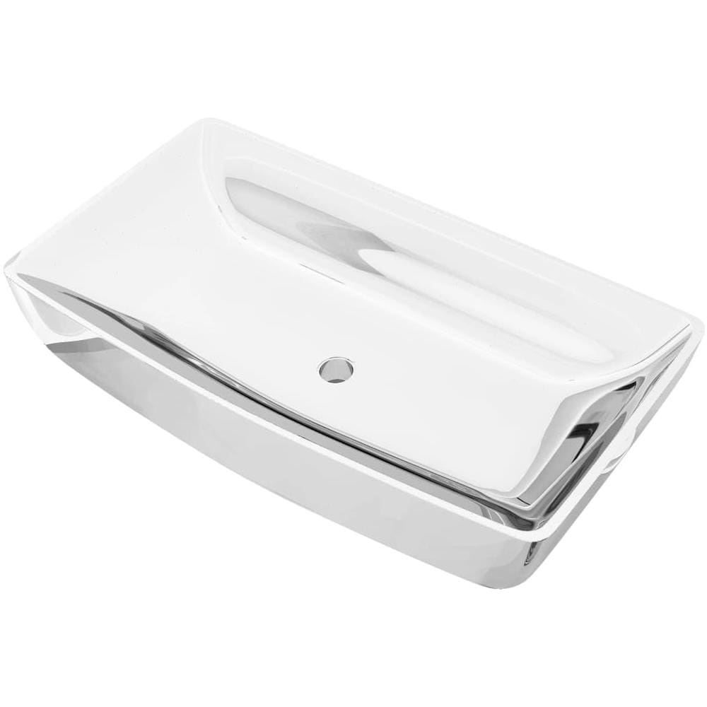 Lavandino 71x38x13,5 Cm In Ceramica Argento - Foto 1