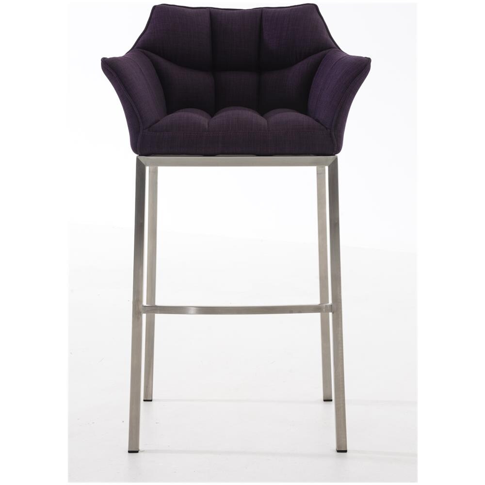Sgabello DAMASO B con Telaio a 4 Gambe Nero, in Tessuto Viola Telaio Acciaio Inox - Foto 2