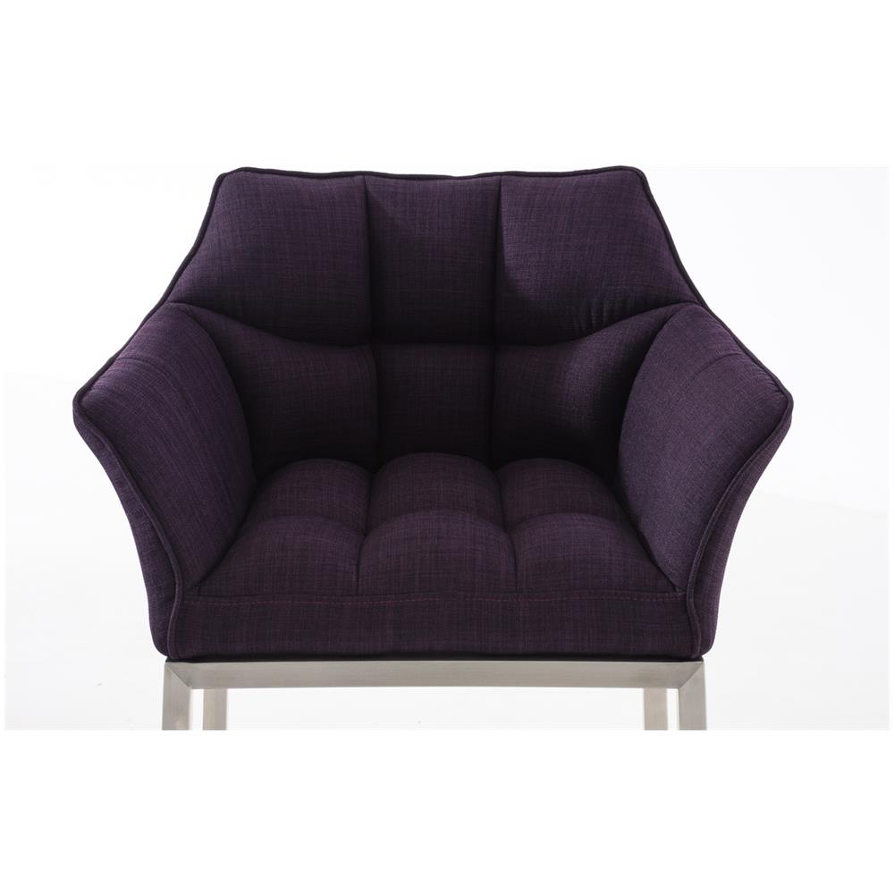 Sgabello DAMASO B con Telaio a 4 Gambe Nero, in Tessuto Viola Telaio Acciaio Inox - Foto 5