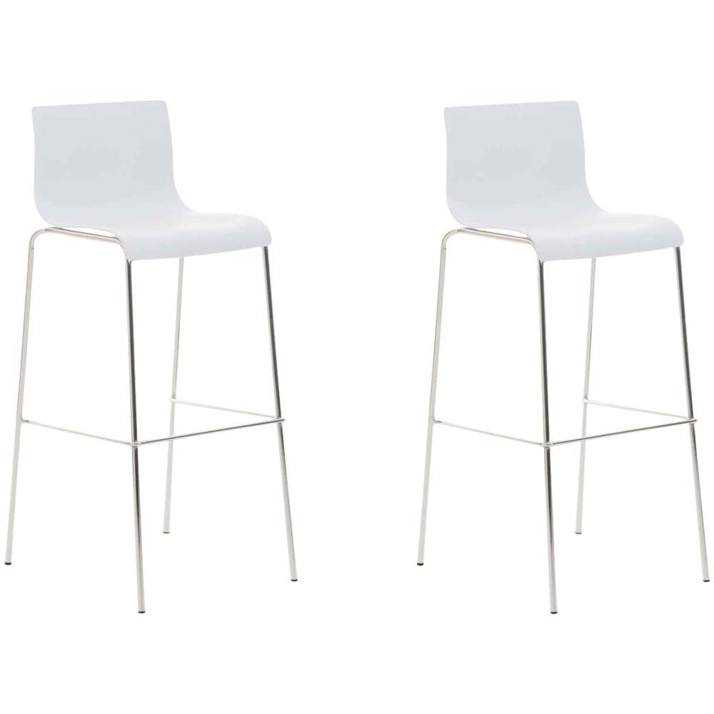2 Sgabelli Alti HOOVER in Polipropilene - Set 2 Sgabelli Bar Design I Sedie Sgabello con Schienale I Sgabelli Ergonomici Bianco Cromato - Foto 1