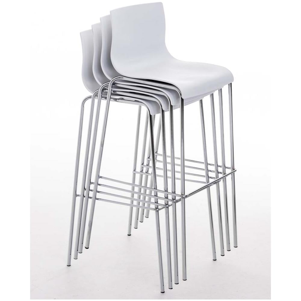 2 Sgabelli Alti HOOVER in Polipropilene - Set 2 Sgabelli Bar Design I Sedie Sgabello con Schienale I Sgabelli Ergonomici Bianco Cromato - Foto 5