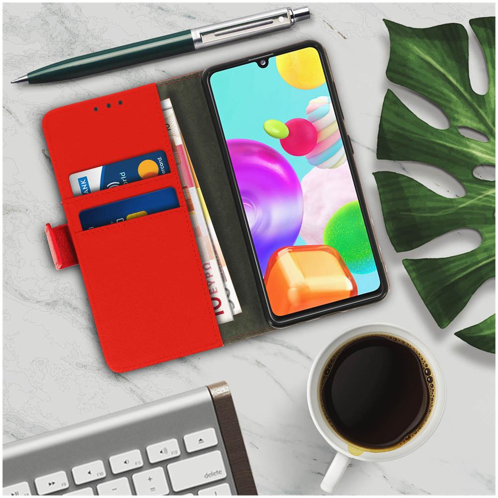 Custodia Samsung Galaxy A41 Portafoglio Supporto Video Cover Soft Touch Rosso - Foto 2