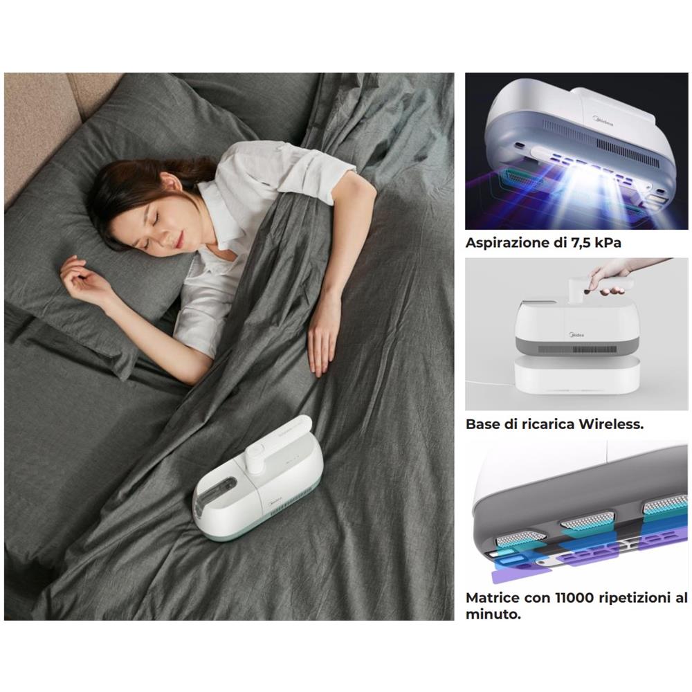 Aspirapolvere / Sanificatore Materassi con Lampada UV a Batteria Ricaricabile Potenza 110 Watt Capacità 0,35 Litri Autonomia 20 Minuti Sterilizzazione del 99,99% - Foto 2