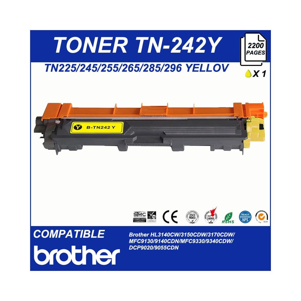 TONER - Cartuccia Laser, Stampante Brother Tn225/245/255/265/285/296 Giallo 2200 Pagine - Foto 1